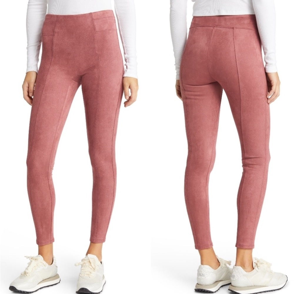 SPANX Leggings Women’s Size Medium High Waist Faux Suede Pink Skinny